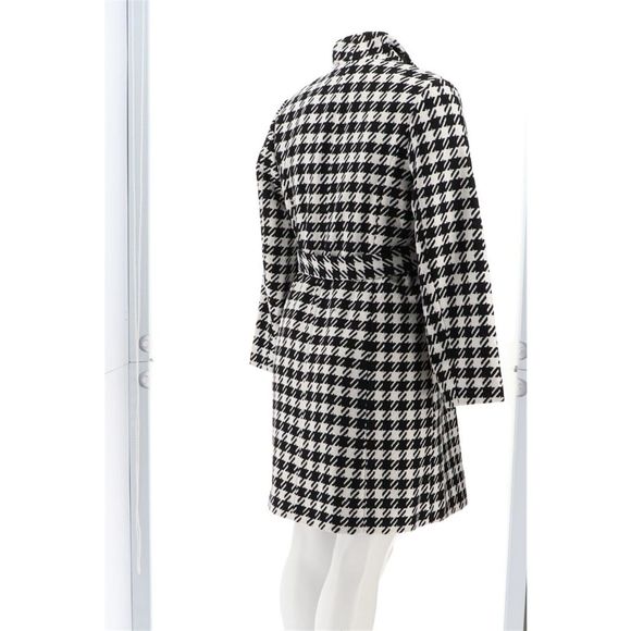 Dennis Basso Wool Blend Wrap Coat Envelope Collar Houndstooth A367846E - Picture 6 of 9